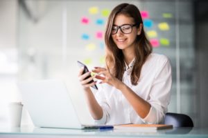 young woman using smartphone