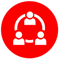 Icon symbolising secure collaboration within a dedicated platform.